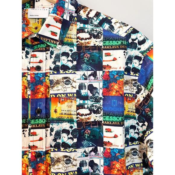 ASOS Other - ASOS Design Mens Shirt M Bright Kitch Allover Pattern 100% Cotton Short Sleeve